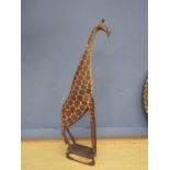 A tall treen giraffe 72cm tall