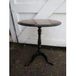 19thC fruitwood inlaid tripod table