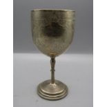 A silver hallmarked goblet, HH London 1864 inscribed 'Michael Stocks from his godfather Henry