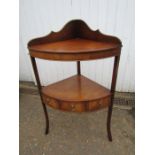 Mahogany veneered corner wash stand with 3 drawers