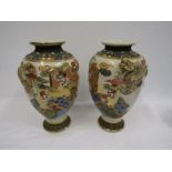 A pair of Japanese vases with gilt dragon detail