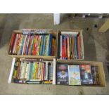 4 Boxes of books, DVD's, VHS tapes and Playstation games including vintage children's books