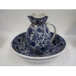 vintage blue and white jug and bowl set