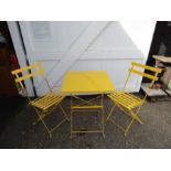 Yellow metal folding bistro set