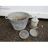 Galvanised items including bucket H25cm Diameter 40cm approx