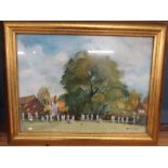 John Giles watercolour of cricket scene 50x39cm