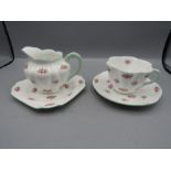Shelley 'Rosebud' cup and saucer and milk jug and saucer