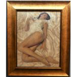 William Oxer F.R.S.A .Acrylic on canvas - "Love Me" gilt framed approximately 12”x16”