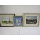 3 signed watercolours 2 scenic and 1 of a ship