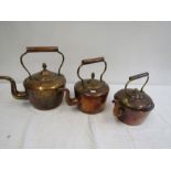 3 copper goose neck kettles