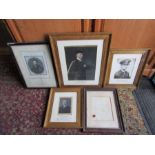 4 Framed vintage photos and a university degree, all bar one relating to the same family (Jackson)