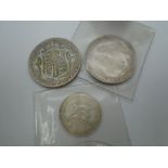 Two half Crowns 1903, 1909 and one shilling 1910