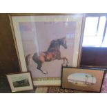 A print of 'Whistlejacket' horse, an Arabian scene and a working dog