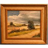 Gerald Mills (British), oil on canvas landscape framed in gilt frame, 41cm x 36cm