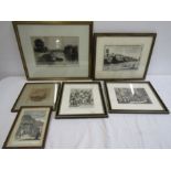 6 framed etchings