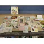 A collection of vintage mostly handmade greetings cards