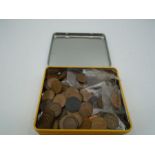 A small tin of mainly half pennies most ERII, some Victorian (150-200) approx.