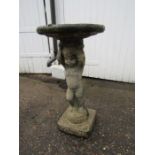 Concrete birdbath depicting a young boy H80cm approx