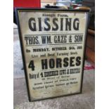 Framed Gaze & Son 1931 livestock auction poster 55cm x 80cm approx