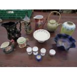 Mixed china inc Gisella Graham and studio pottery vase, carnival glass, toby jugs