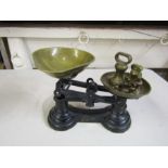 Vintage kitchen scales with brass weights