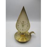 A brass Swiza 4 jewelled teardrop clock