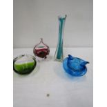 Murano? glass  bowls and a tall vase