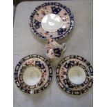 Imari style tea cups and saucers, plate and jug by Geo fleet & son