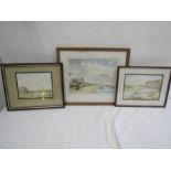 3 signed watercolours of seaside scenes inc Brancaster