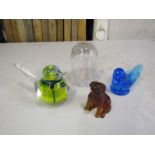 Glass animals & signed Daum Crystal Dog H7cm approx