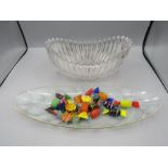 Glass sweets, glass dish and vase