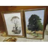 2 Framed prints of trees signed M. McNamara. Largest 44cm x 55cm approx