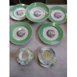 vintage fruit set, trio and cup and saucer