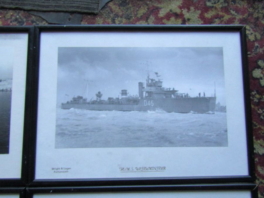 6 Framed vintage Wright and Logan of Portsmouth ship photographs - Image 4 of 8