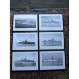 6 Framed vintage Wright and Logan of Portsmouth ship photographs
