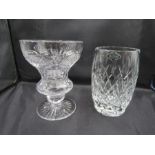 Royal Brierley crystal vase 15cm and a footed vase with makers mark etched to bottom