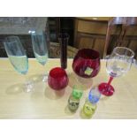 Mixed coloured glass including hand crafted ruby glass