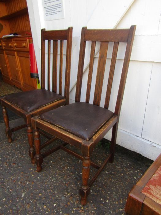 2 oak chairs with vinyl seats - Bild 2 aus 2