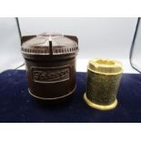 Bakelite tobacco jar and brass cigarette holder