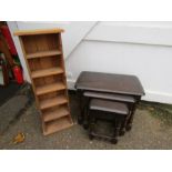 Old charm style nest of tables and a pine shelving unit