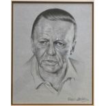 Robin Elvin (1957-2005)/Portrait of Frank Sinatra/pencil, signed lower right, framed and glazed 49cm