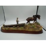 Border Fine Arts 'Logging' B0700 - horse pulling log limited edition 319/1750 on wood plinth, approx