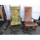 2 vintage upholstered deck chairs