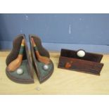Golfing bookends and letter rack