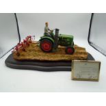 Country Artists 'Tedding The Grass' by Steve Boss & Tony Slocombe, farmer and tractor on wood
