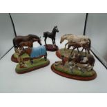 2 Border Fine Arts Figurines 111165 Aploosa Mare/Foal (damaged) and 111045 Mare/Foal, both on wood