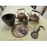 Copper kettles and horse brasses etc
