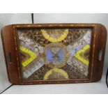 Butterfly wing serving tray with inlaid surround 52x34cm