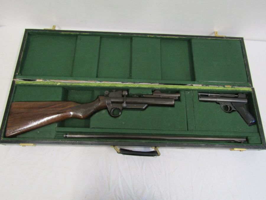 Service Webley .22 air rifle and air pistol in case