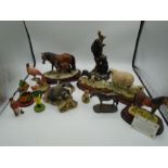 Tray of assorted Border Fine Art figurines to incl Robin A2318, Pheasant A6058 (a/f), Badger by